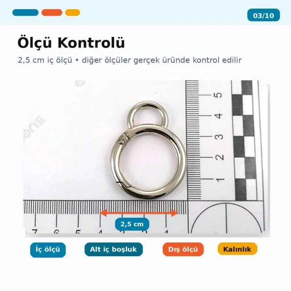 2,5 cm Anahtarlık Yaylı Halkası - Yaylı Sabit 1,2 cm Anahtarlık Halka Toka SB 8975, zamak metal malzeme ile çantalar ve