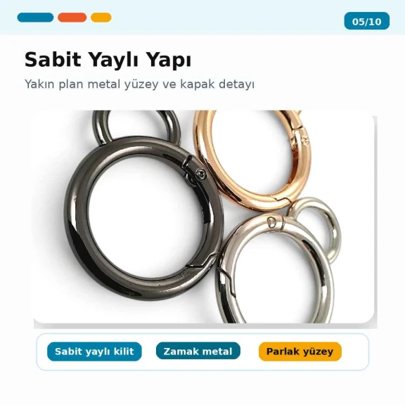 2,5 cm Anahtarlık Yaylı Halkası - Yaylı Sabit 1,2 cm Anahtarlık Halka Toka SB 8975, zamak metal malzeme ile çantalar ve
