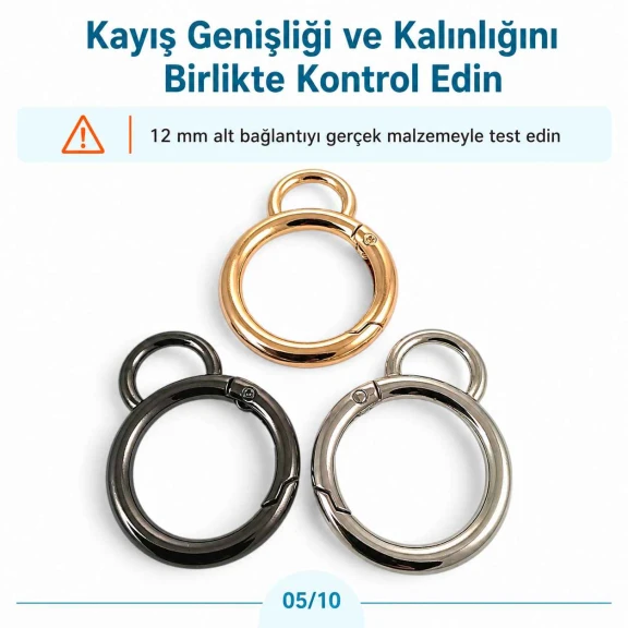 25 mm Fixed Spring-Loaded Keychain Ring SB 8975 with 12 mm Lower Opening for Bags and Accessories