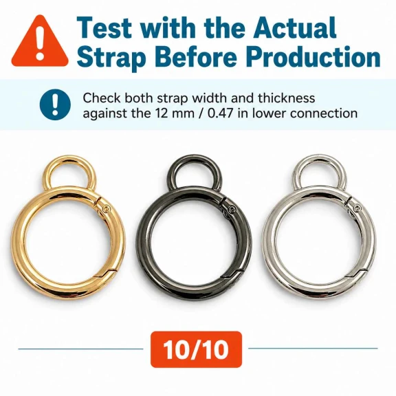 25 mm Fixed Spring-Loaded Keychain Ring SB 8975 with 12 mm Lower Opening for Bags and Accessories