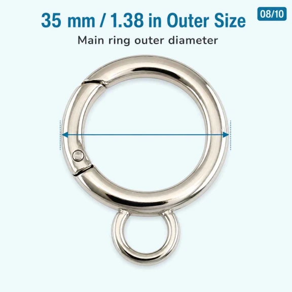 25 mm Fixed Spring-Loaded Keychain Ring SB 8975 with 12 mm Lower Opening for Bags and Accessories