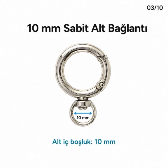 20 mm Fixed Spring-Loaded Keychain Ring SB 9019 for bags and accessories, made of zamak metal with multiple finish options.