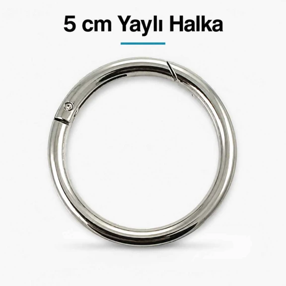 5 cm Yaylı Halka SB 9179 - Zamak Metal Çanta Halka Tokası, 50 mm iç ölçü, dayanıklı ve pratik bağlantı elemanı