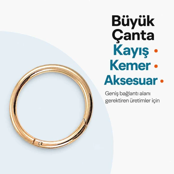 5 cm Yaylı Halka SB 9179 - Zamak Metal Çanta Halka Tokası, 50 mm iç ölçü, dayanıklı ve pratik bağlantı elemanı