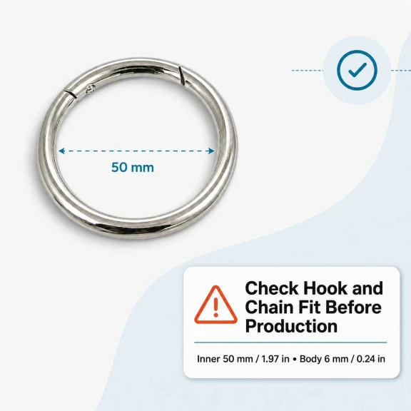 5 cm Yaylı Halka SB 9179 - Zamak Metal Çanta Halka Tokası, 50 mm iç ölçü, dayanıklı ve pratik bağlantı elemanı