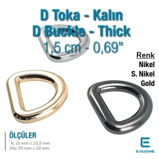 1.5 cm Özel Kaplama D Toka - D Halka Zamak SB 9475