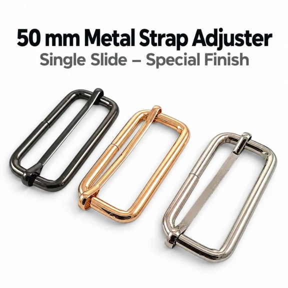 5 cm Metal Askı Ayar Tokası - Tek Sürgülü, Özel Kaplama, Dayanıklı Metal Aksesuar