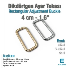 4 cm Çerçeve Toka - Dikdörtgen Toka Özel Metal Kaplama Dar Model SB 9774