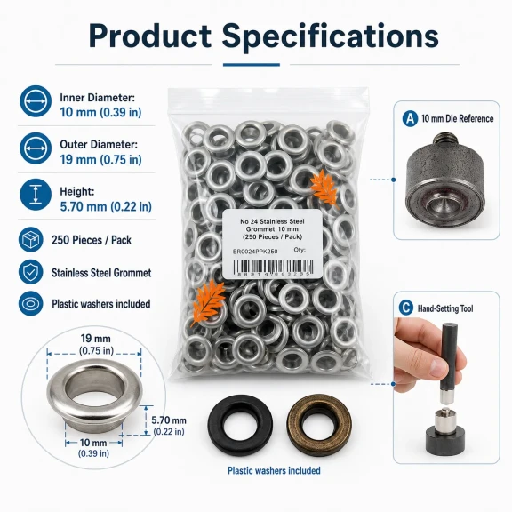 Banner Eyelet Starter Set – 10 mm Eyelets, Die and Hand Tool Included BANNER-10MM-SET05