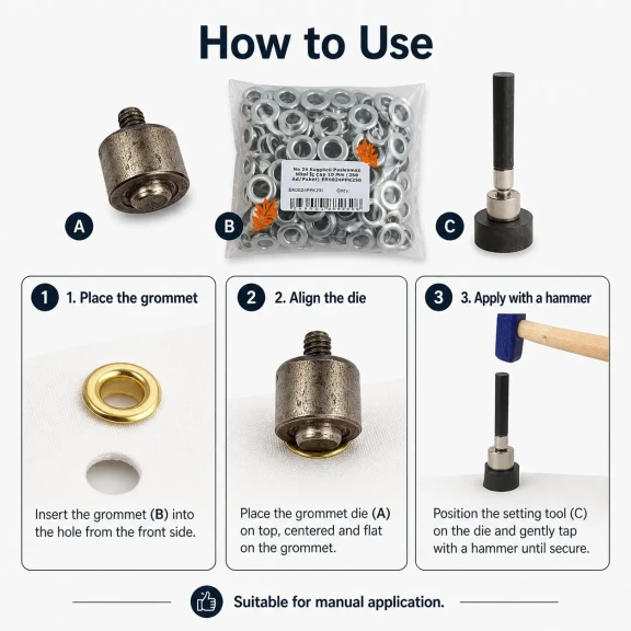 Banner Eyelet Starter Set – 10 mm Eyelets, Die and Hand Tool Included BANNER-10MM-SET05