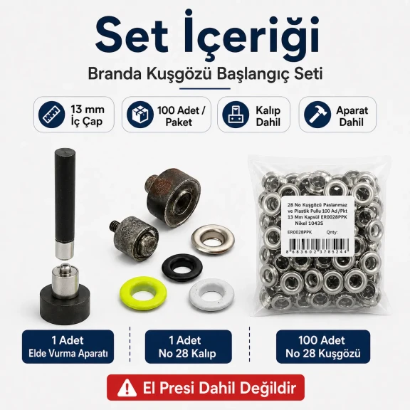 Branda Kuşgözü Başlangıç Seti – No 28 Kuşgözü ve Elde Vurma Aparatı Dahil BRANDA-NO28-SET01
