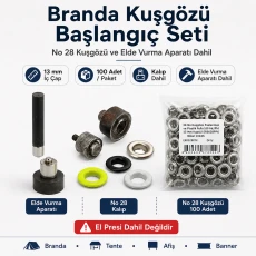 Starter Canvas Eyelet Set – No. 28 Eyelets with Die and Hand Setting Tool BRANDA-NO28-SET01
