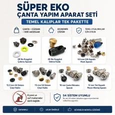 Süper Ekonomik Çanta Yapım Kalıp Seti – Kuşgözü, Çıtçıt, Perçin ve Çanta Mıknatısı Aparatları CANTA-APARAT-SET-SUPER-EKO-01