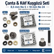Bag & Case Eyelet Set – 8.5 mm and 10 mm Eyelets, Dies and Hand Tool Included CANTA-KILIF-SET07