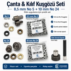 Bag & Case Eyelet Set – 8.5 mm and 10 mm Eyelets, Dies and Hand Tool Included CANTA-KILIF-SET07