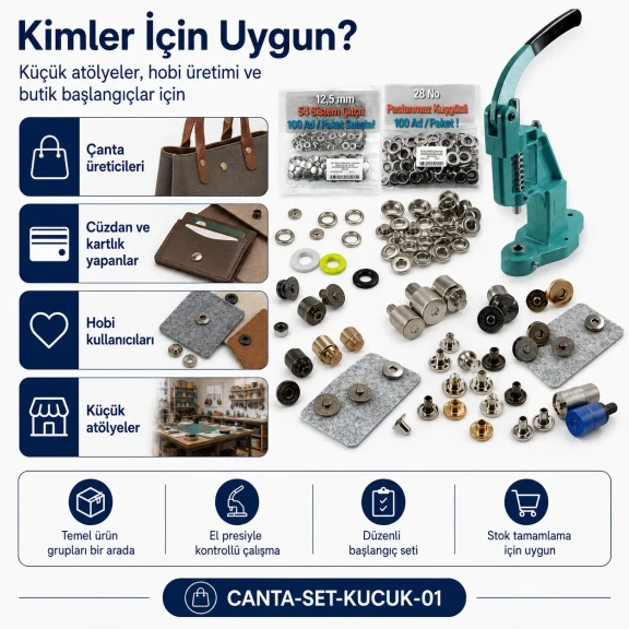 Küçük Çanta Yapım Seti – En Çok Kullanılan Ürünler ve Aparatları, El Presi Dahil CANTA-SET-KUCUK-01