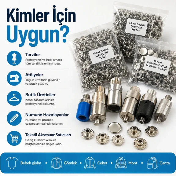 Professional Snap Fastener System Sample Starter Set with 5 Dies – Klikit, 54 System, Alfa and 61 System CITCIT-SISTEM-TANIMA-SET02