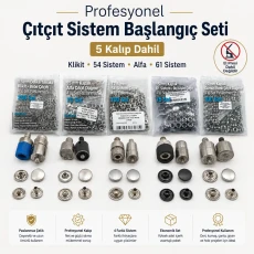 Professional Snap Fastener System Sample Starter Set with 5 Dies – Klikit, 54 System, Alfa and 61 System CITCIT-SISTEM-TANIMA-SET02