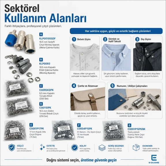 Professional Snap Fastener System Sample and Workshop Starter Set – Klikit, 54 System, Alfa and 61 System with Dies CITCIT-SISTEM-TANIMA-SET03