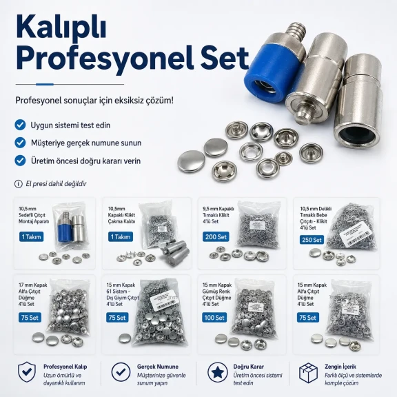 Professional Snap Fastener System Sample and Workshop Starter Set – Klikit, 54 System, Alfa and 61 System with Dies CITCIT-SISTEM-TANIMA-SET03