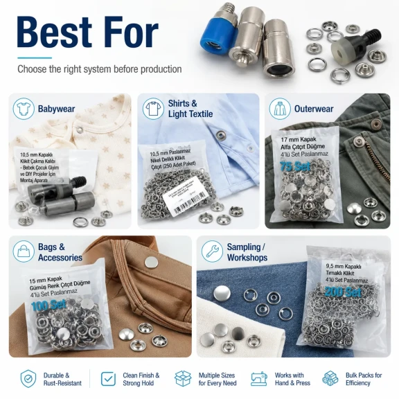 Professional Snap Fastener System Sample and Workshop Starter Set – Klikit, 54 System, Alfa and 61 System with Dies CITCIT-SISTEM-TANIMA-SET03