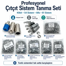 Professional Snap Fastener System Sample and Workshop Starter Set – Klikit, 54 System, Alfa and 61 System with Dies CITCIT-SISTEM-TANIMA-SET03