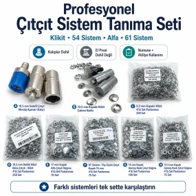 Professional Snap Fastener System Sample and Workshop Starter Set – Klikit, 54 System, Alfa and 61 System with Dies CITCIT-SISTEM-TANIMA-SET03