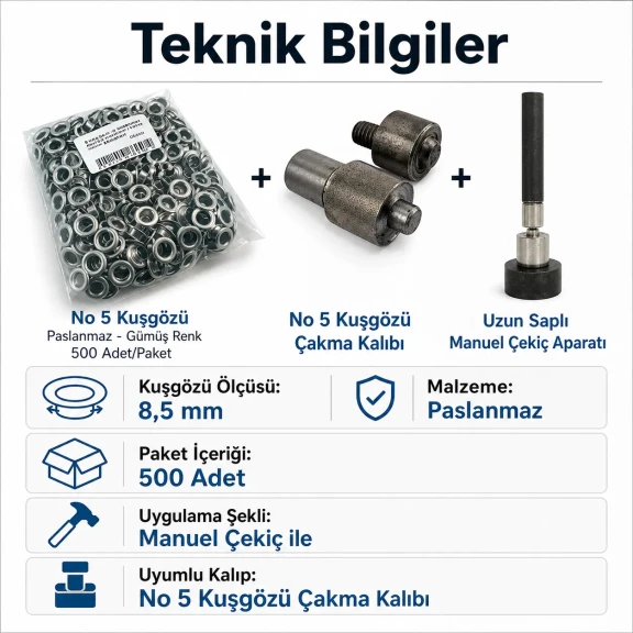 Deri, Kemer ve Bot Kuşgözü Seti – 8,5 mm Kuşgözü, Kalıp ve Elde Aparat Dahil DERI-KEMER-BOT-SET08