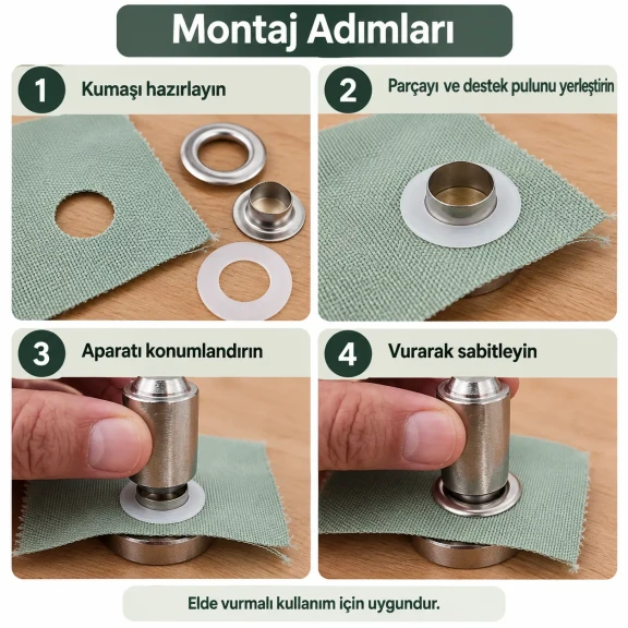 8 mm 5 No Paslanmaz Kuşgözü Elde Vurmalı Delme ve Çakma Seti – 20 Takım + Aparat KGS2IN1-05-PS020