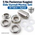 8 mm 5 No Paslanmaz Kuşgözü Elde Vurmalı Delme ve Çakma Seti – 20 Takım + Aparat KGS2IN1-05-PS020