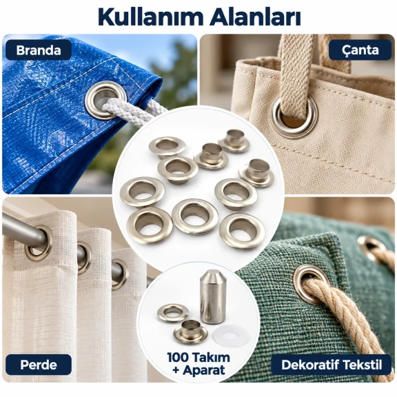 8 mm 5 No Paslanmaz Kuşgözü Elde Vurmalı Delme ve Çakma Seti – 100 Takım + Aparat KGS2IN1-05-PS100