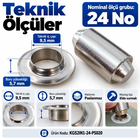 9.5 mm 24 No Paslanmaz Kuşgözü Elde Vurmalı Delme ve Çakma Seti – 20 Takım + Aparat KGS2IN1-24-PS020 9.5 mm 24 No Paslanmaz Kuşgözü Elde Vurmalı Delme ve Çakma Seti – 20 Takım + Aparat KGS2IN1-24-PS020