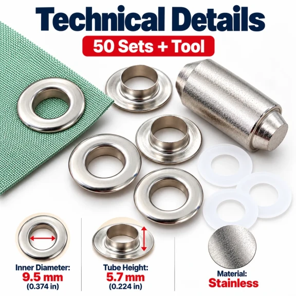 9.5 mm 24 No Paslanmaz Kuşgözü Elde Vurmalı Delme ve Çakma Seti – 50 Takım + Aparat KGS2IN1-24-PS050