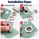 9.5 mm 24 No Paslanmaz Kuşgözü Elde Vurmalı Delme ve Çakma Seti – 50 Takım + Aparat KGS2IN1-24-PS050