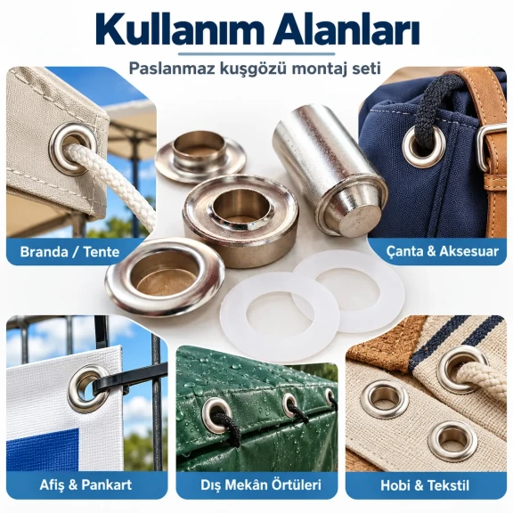 9.5 mm 24 No Paslanmaz Kuşgözü Elde Vurmalı Delme ve Çakma Seti – 100 Takım + Aparat KGS2IN1-24-PS100