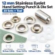 12 mm (0.47 in) Stainless Steel Eyelet Hand Punch and Setting Kit – 20 Sets + Tool KGS2IN1-26-PS020