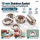 12 mm (0.47 in) Stainless Steel Eyelet Hand Punch and Setting Kit – 100 Sets + Tool KGS2IN1-26-PS100