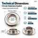 12 mm (0.47 in) Stainless Steel Eyelet Hand Punch and Setting Kit – 100 Sets + Tool KGS2IN1-26-PS100