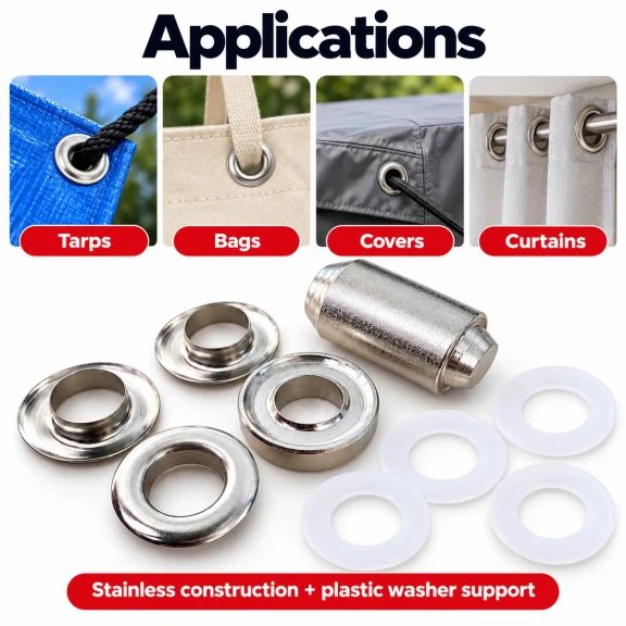 13 mm (0.51 in) Stainless Steel Eyelet Hand Punch and Setting Kit – 50 Sets + Tool KGS2IN1-28-PS050