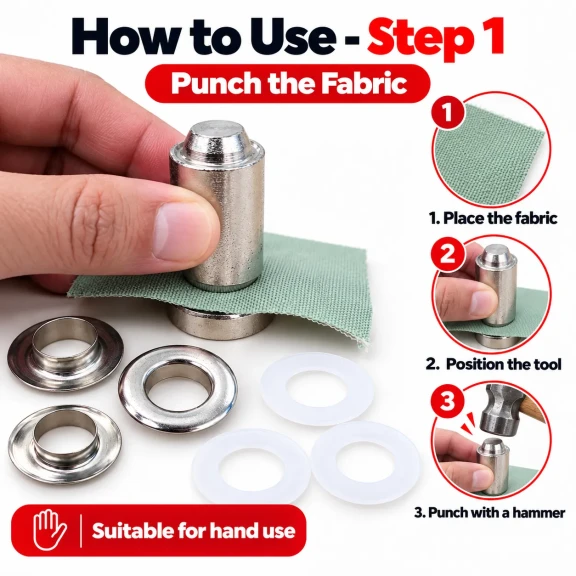 13 mm (0.51 in) Stainless Steel Eyelet Hand Punch and Setting Kit – 50 Sets + Tool KGS2IN1-28-PS050