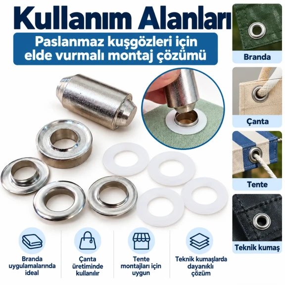 31 No Paslanmaz Kuşgözü Elde Vurmalı Delme ve Çakma Seti – 20 Takım + Aparat KGS2IN1-31-PS020