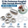 17 mm 31 No Paslanmaz Kuşgözü Elde Vurmalı Delme ve Çakma Seti – 20 Takım + Aparat KGS2IN1-31-PS020