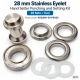 28 mm 34 No Paslanmaz Kuşgözü Elde Vurmalı Delme ve Çakma Seti – 20 Takım + Aparat KGS2IN1-34-PS020