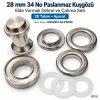 28 mm 34 No Paslanmaz Kuşgözü Elde Vurmalı Delme ve Çakma Seti – 20 Takım + Aparat KGS2IN1-34-PS020
