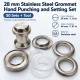 28 mm 34 No Paslanmaz Kuşgözü Elde Vurmalı Delme ve Çakma Seti – 50 Takım + Aparat KGS2IN1-34-PS050