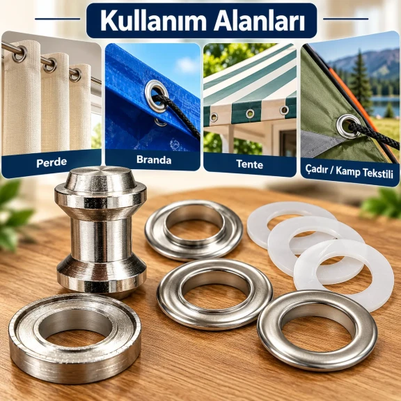 28 mm 34 No Paslanmaz Kuşgözü Elde Vurmalı Delme ve Çakma Seti – 100 Takım + Aparat KGS2IN1-34-PS100