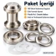28 mm 34 No Paslanmaz Kuşgözü Elde Vurmalı Delme ve Çakma Seti – 100 Takım + Aparat KGS2IN1-34-PS100
