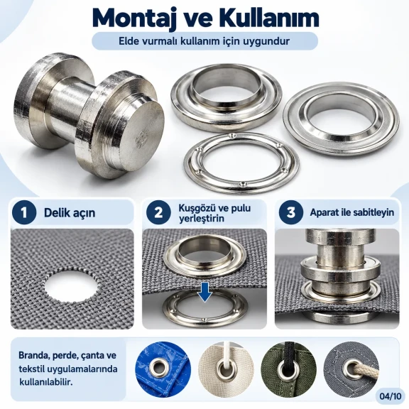 40 mm (1.57 in) Stainless Steel Eyelet Hand Punch and Setting Kit – 20 Sets + Tool KGS2IN1-66-PS020