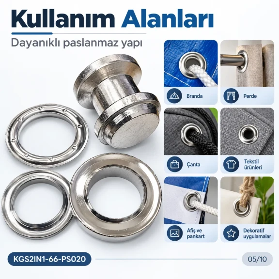 40 mm (1.57 in) Stainless Steel Eyelet Hand Punch and Setting Kit – 20 Sets + Tool KGS2IN1-66-PS020