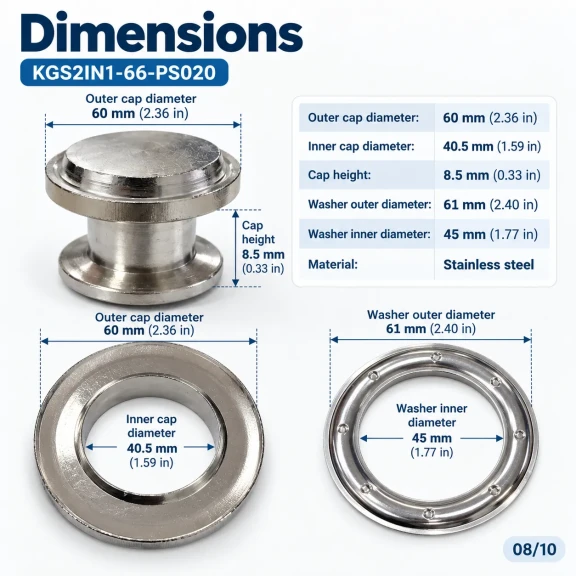 40 mm (1.57 in) Stainless Steel Eyelet Hand Punch and Setting Kit – 20 Sets + Tool KGS2IN1-66-PS020